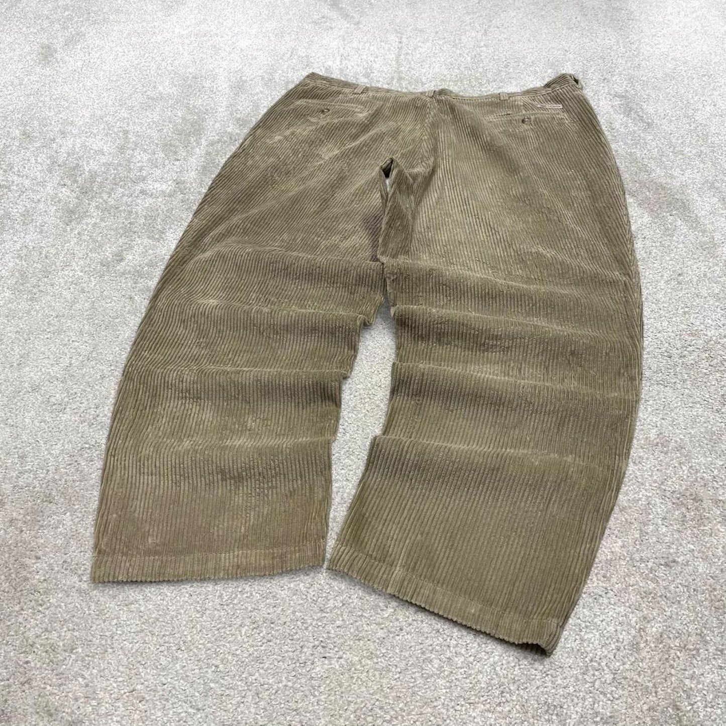 Beige Savane baggy corduroy pants W40L30 loose wide wale jumbo cord trousers 90s skater style