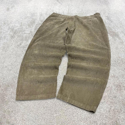 Beige Savane baggy corduroy pants W40L30 loose wide wale jumbo cord trousers 90s skater style