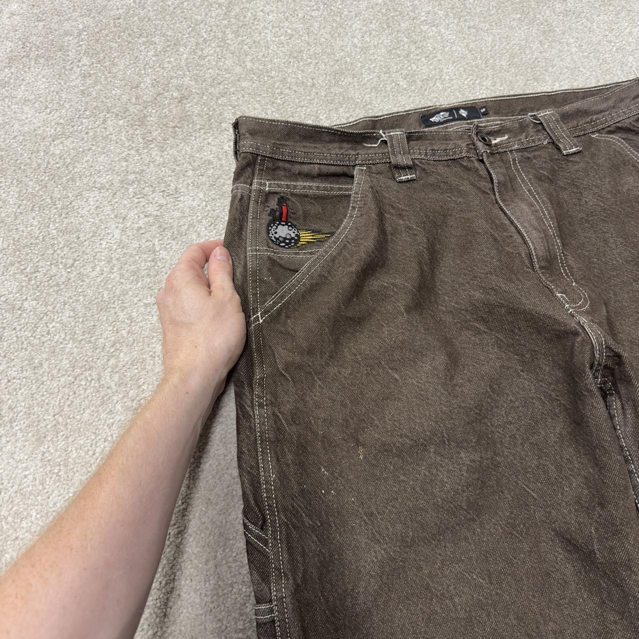 Vans denim carpenter jeans y2k brown W36L30 Loose thick denim skater cargo pants emboidered logo