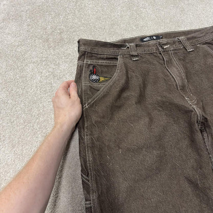 Vans denim carpenter jeans y2k brown W36L30 Loose thick denim skater cargo pants emboidered logo