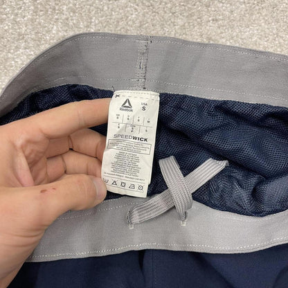 Y2k Reebok tracksuit bottoms navy Straight mesh lined logo track pants