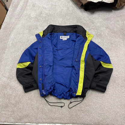 00s Columbia technical windbreaker jacket L women's y2k style navy hooded adjustable autumn