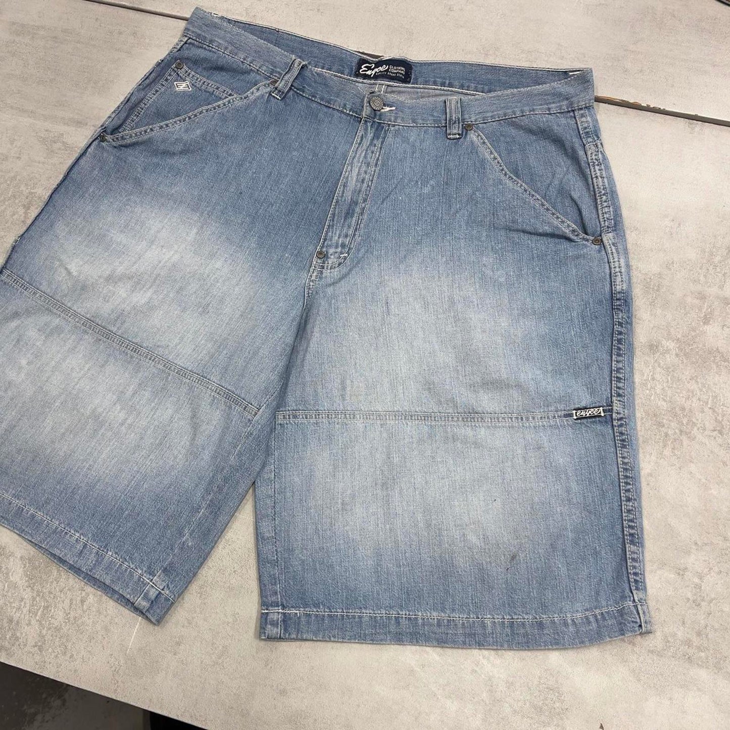Baggy Enyce jean shorts W38 denim skater style denim shorts patch logo