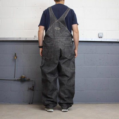 Baggy Rocawear dungarees W42L34 black grey embroidered y2k style overalls vintage denim double knees