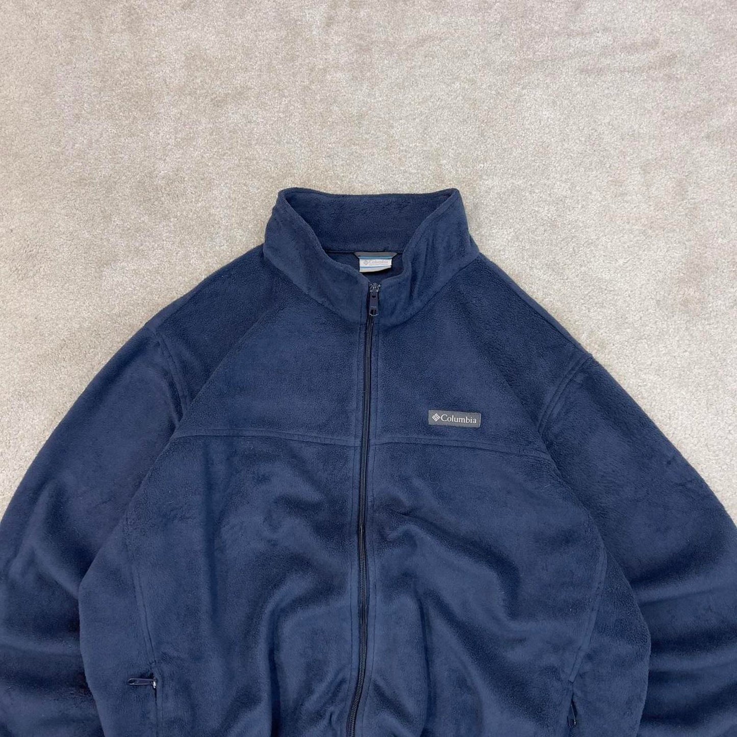 Navy Columbia technical full zip fleece 4XL y2k style autumn adjustable waist