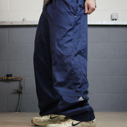 Y2K baggy Adidas tracksuit bottoms navy L y2k embroidered logo lined track pants