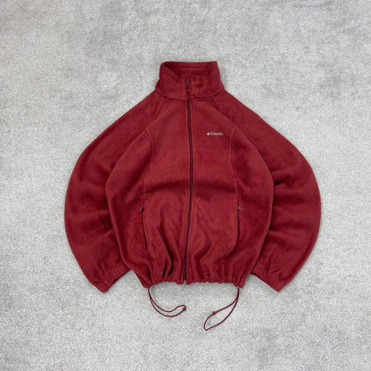 Red Womens Columbia technical full zip fleece Medium y2k style autumn