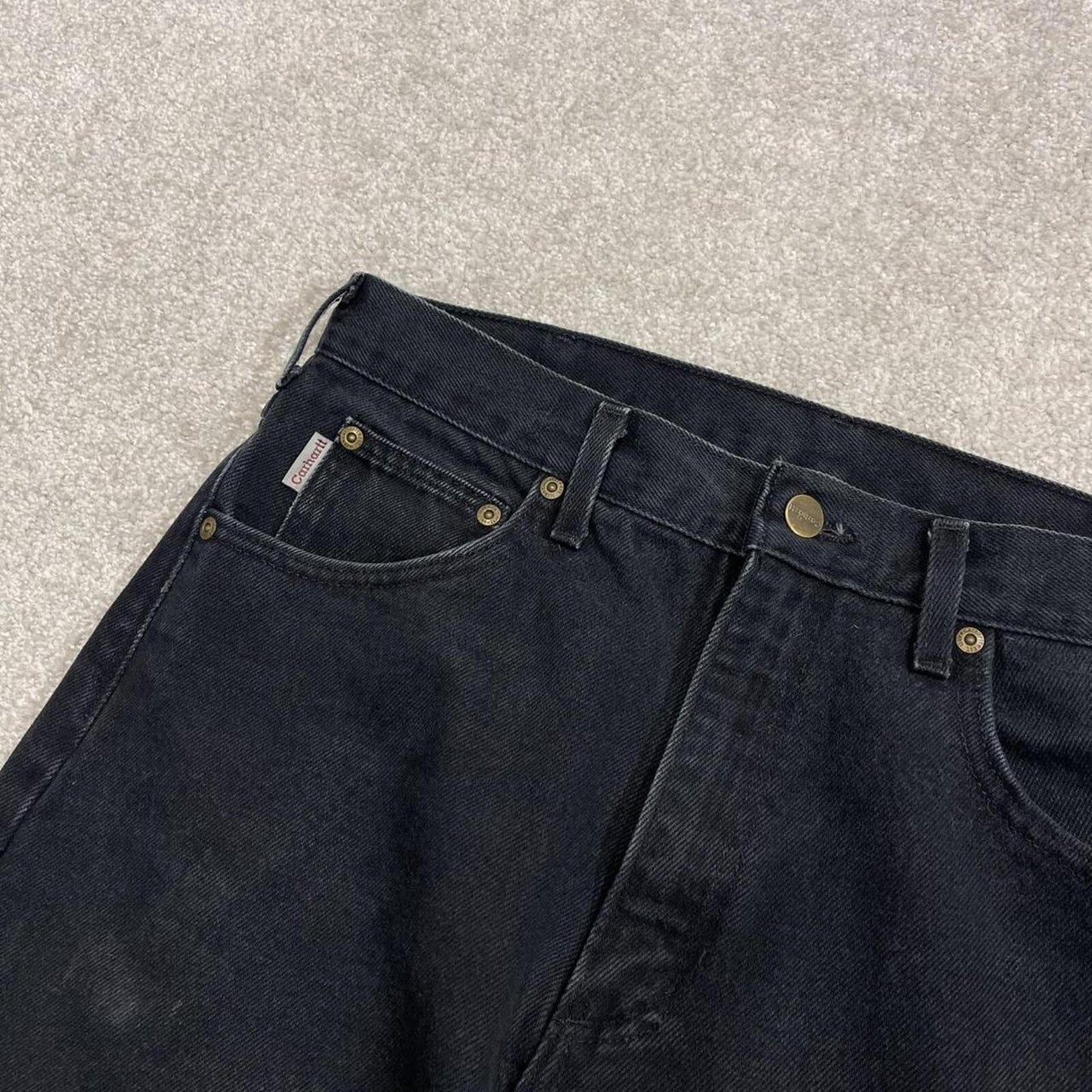 Black Carhartt jeans loose work pants 100% cotton denim skate style workwear pants