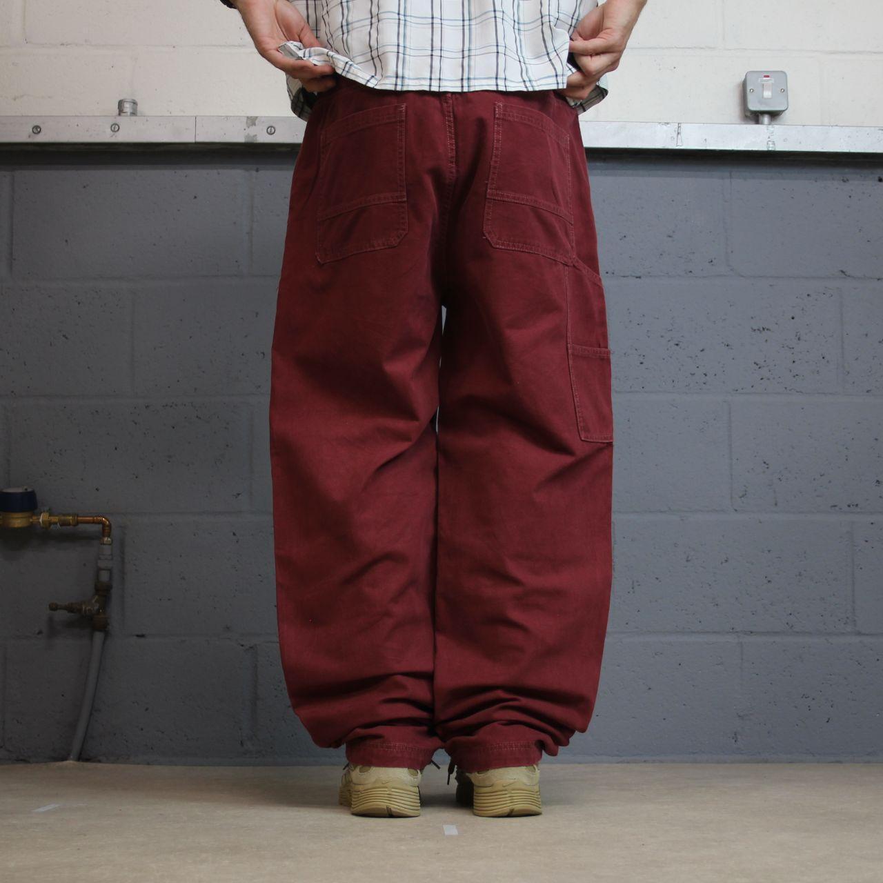 Baggy carpenter jeans y2k loose wide leg burgundy Cotton On 100% cotton skater utility cargo pants