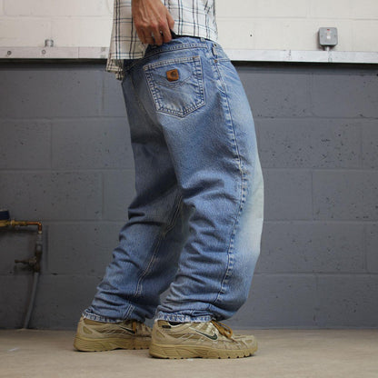 Vintage Carhartt jeans y2k relaxed washed blue denim Loose leg 100% cotton skater style workwear
