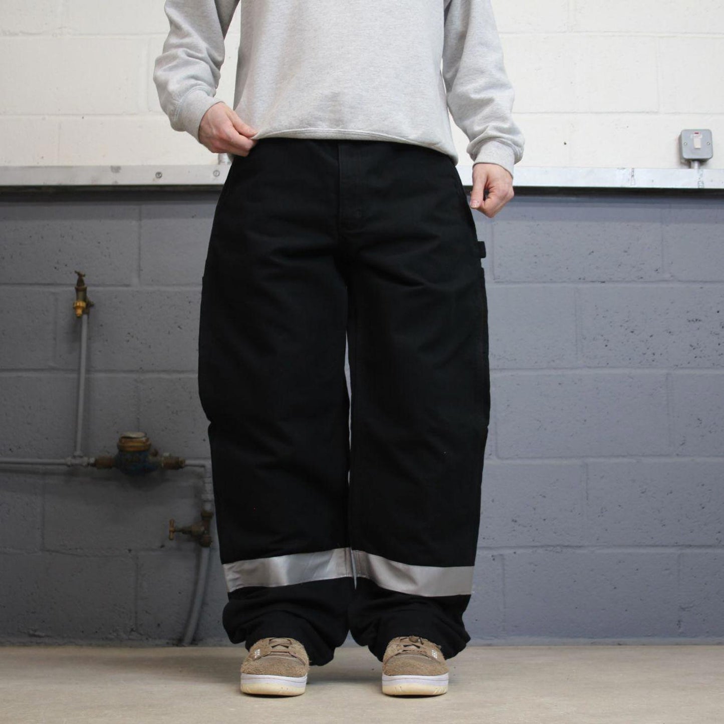 Vintage baggy Carhartt carpenter jeans black 90s skater style W36L34 flannel lined carpenters