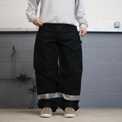 Vintage baggy Carhartt carpenter jeans black 90s skater style W36L34 flannel lined carpenters