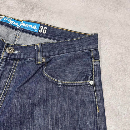 Blue embroidered Pepe jeans W36 L32 loose denim hip hop style stitch design jeans