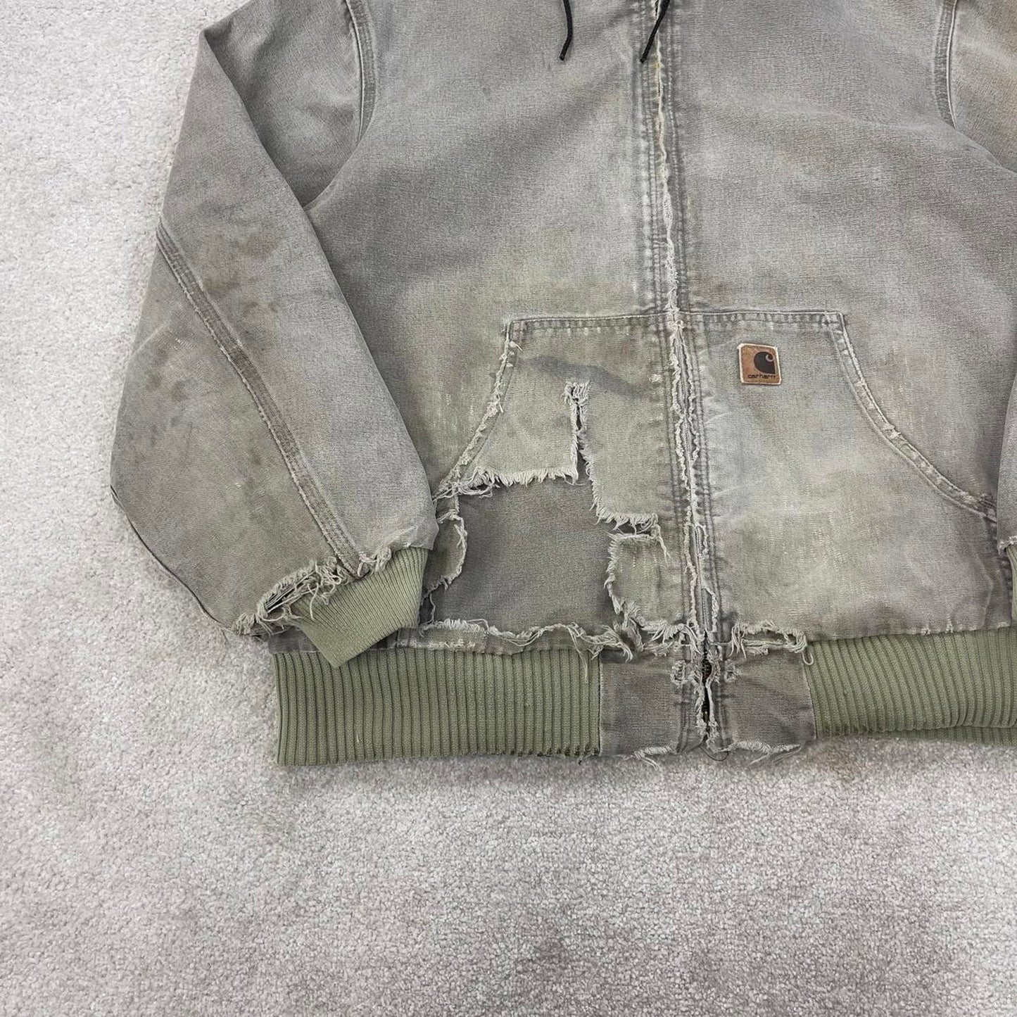 Vintage Carhartt hooded active jacket XL stone canvas 90s style skater