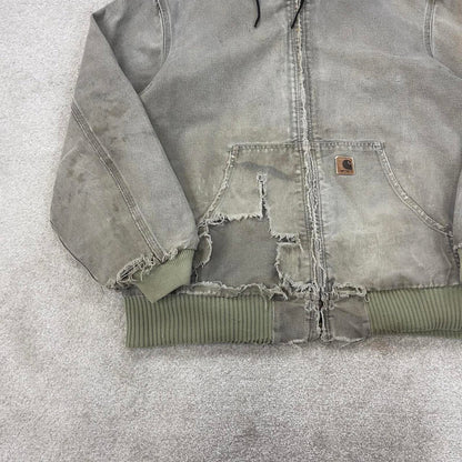 Vintage Carhartt hooded active jacket XL stone canvas 90s style skater