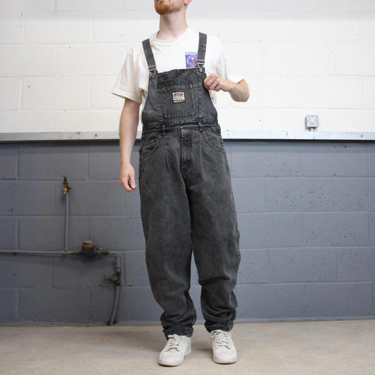 Vintage baggy No Exit dungarees W32L32 black mens denim overalls