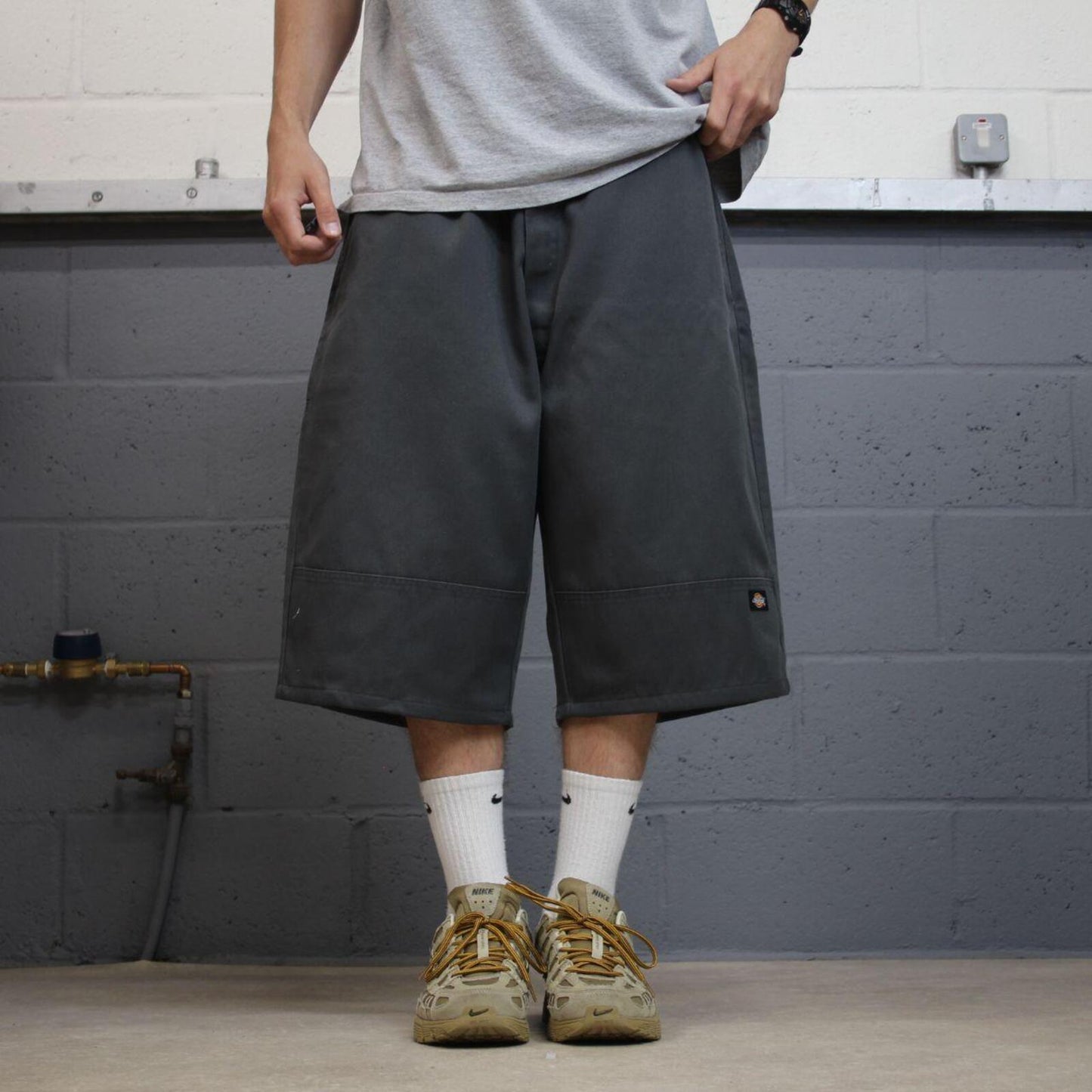 Dickies long chino shorts carpenter grey Chino style skater shorts long loose leg festival