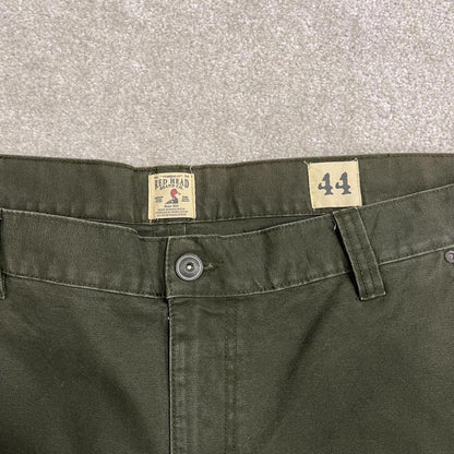 Baggy carpenter shorts canvas work green Red Head loose skate style summer festival jorts