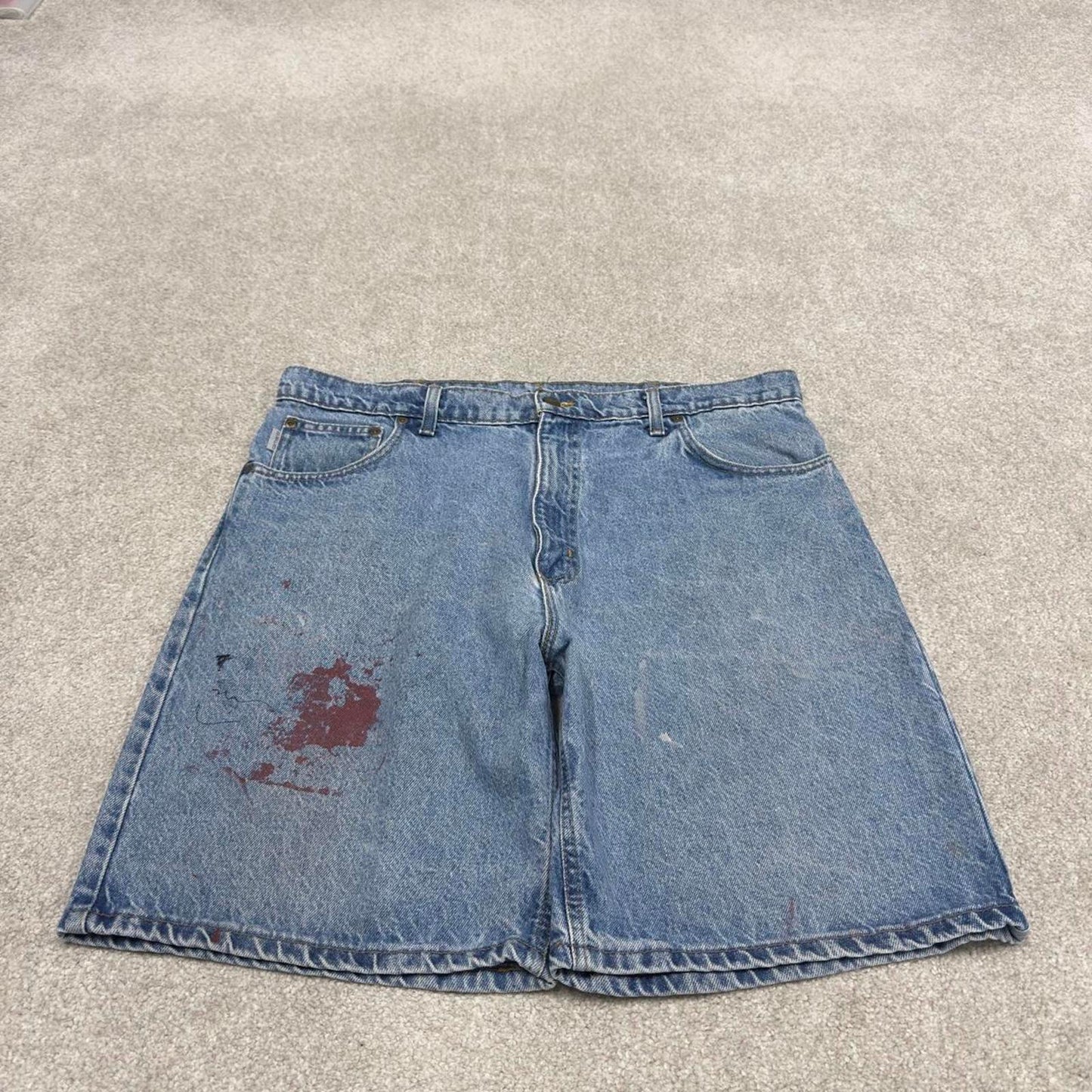 Vintage 90s Carhartt denim shorts skater style blue Loose leg denim summer festival jorts