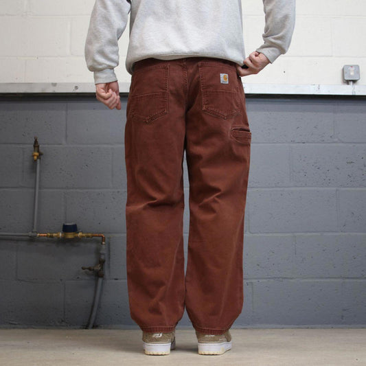 Y2K Carhartt carpenter jeans brick red Loose relaxed fit skate style workwear cargo pants
