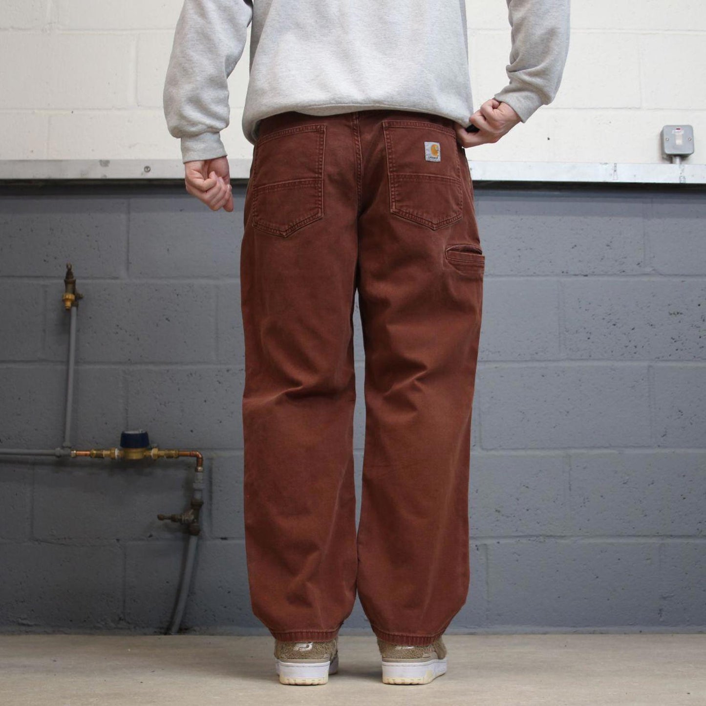 Carhartt carpenter jeans Y2K brick red loose relaxed fit skate style cargo work pants