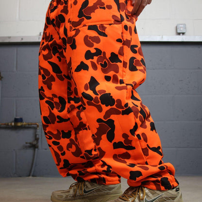 Vintage camo cargo pants y2k utility orange Baggy insulated camouflage hunting trousers