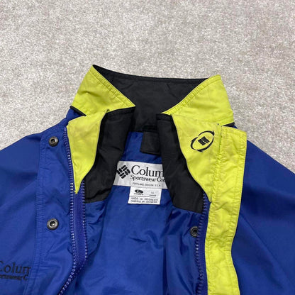 00s Columbia technical windbreaker jacket L women's y2k style navy hooded adjustable autumn