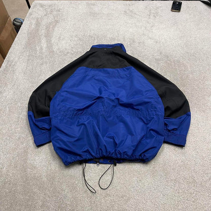 Y2K Columbia technical windbreaker jacket navy Adjustable walking tech coat with black panels