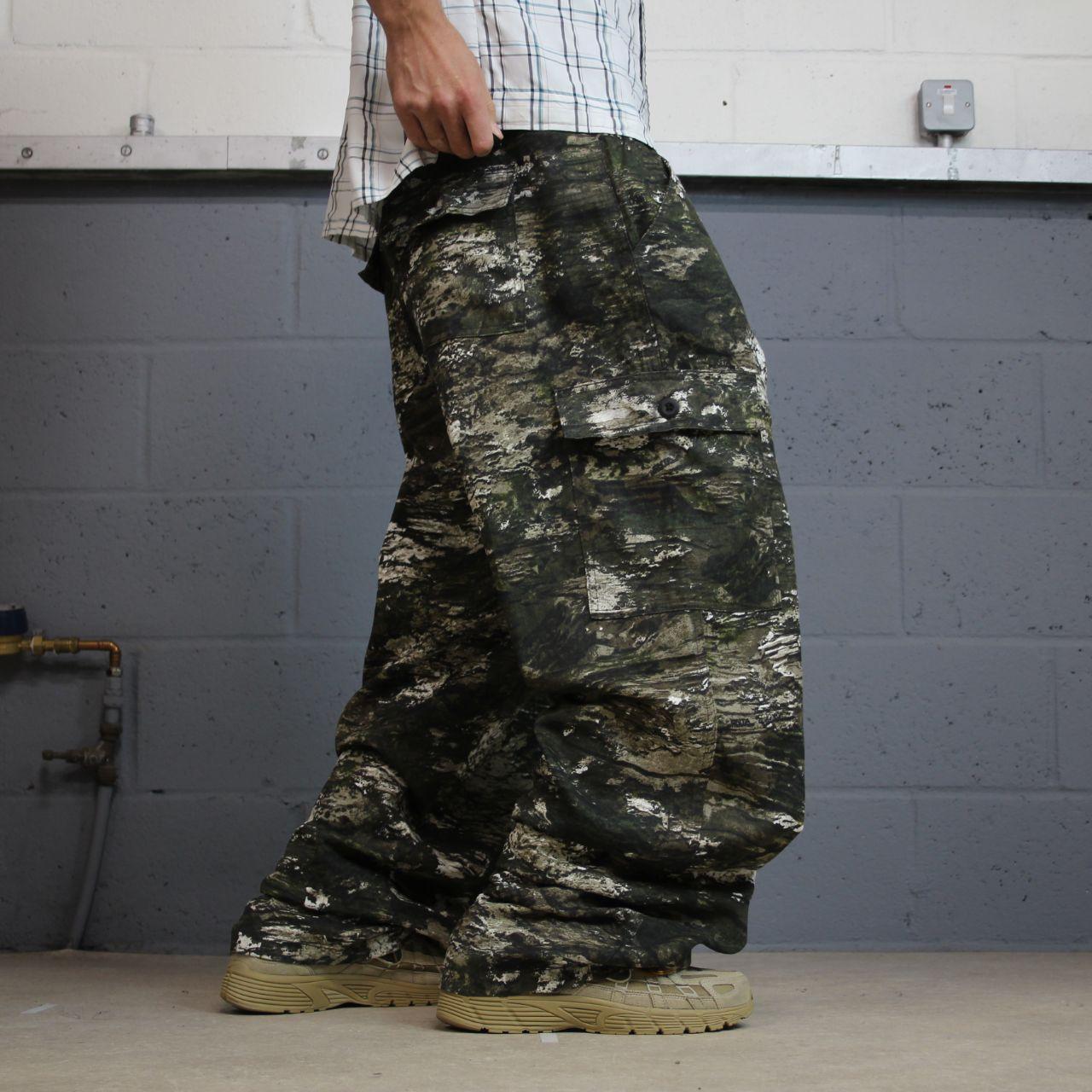Baggy camo cargo pants huntworth Y2K 3XL green Loose leg camouflage pattern hunting utility trousers