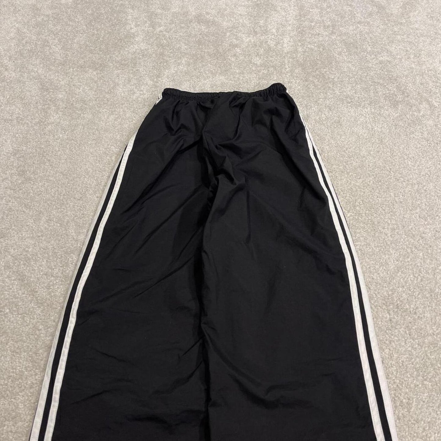 Y2K Adidas tracksuit bottoms loose black Embroidered soft lined side stripe track pants