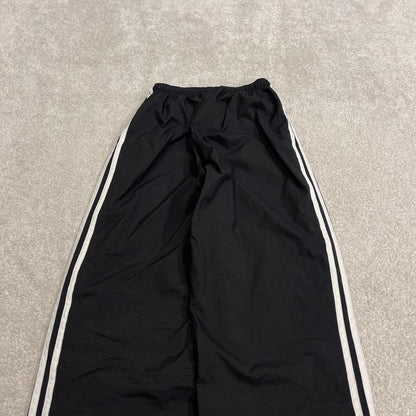 Y2K Adidas tracksuit bottoms loose black Embroidered soft lined side stripe track pants