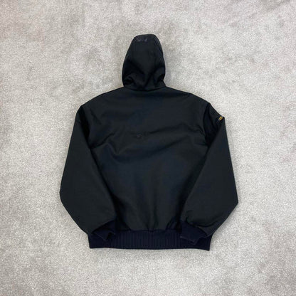 Black hooded Carhartt active jacket M 90s style canvasy skater bomber