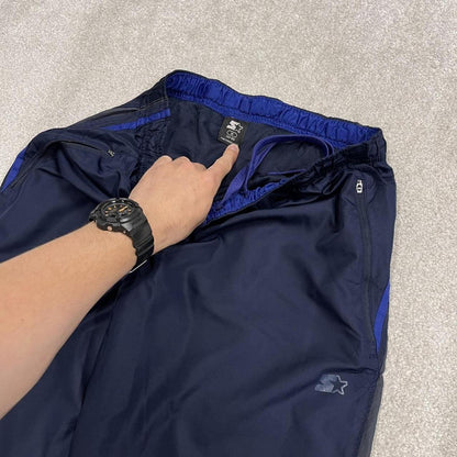 Starter baggy tracksuit bottoms wide leg navy Loose floaty print logo mesh lined track pants