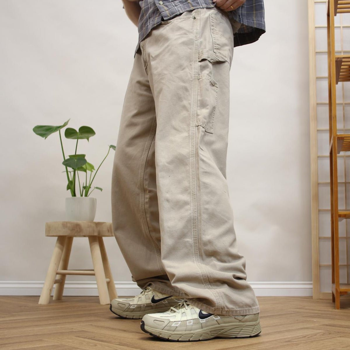 Vintage baggy Carhartt carpenter jeans y2k beige Loose utility workwear skate cargo trousers