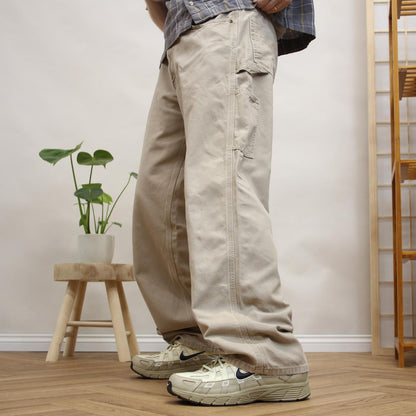 Vintage baggy Carhartt carpenter jeans y2k beige Loose utility workwear skate cargo trousers