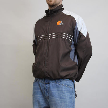 Cleveland Browns NFL windbreaker jacket XL brown adjustable tech coat American Football tracksuit