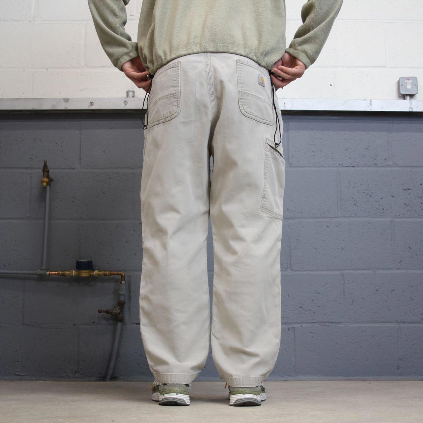 Y2K Carhartt carpenter jeans beige Relaxed fit canvasy skate style workwear cargo pants