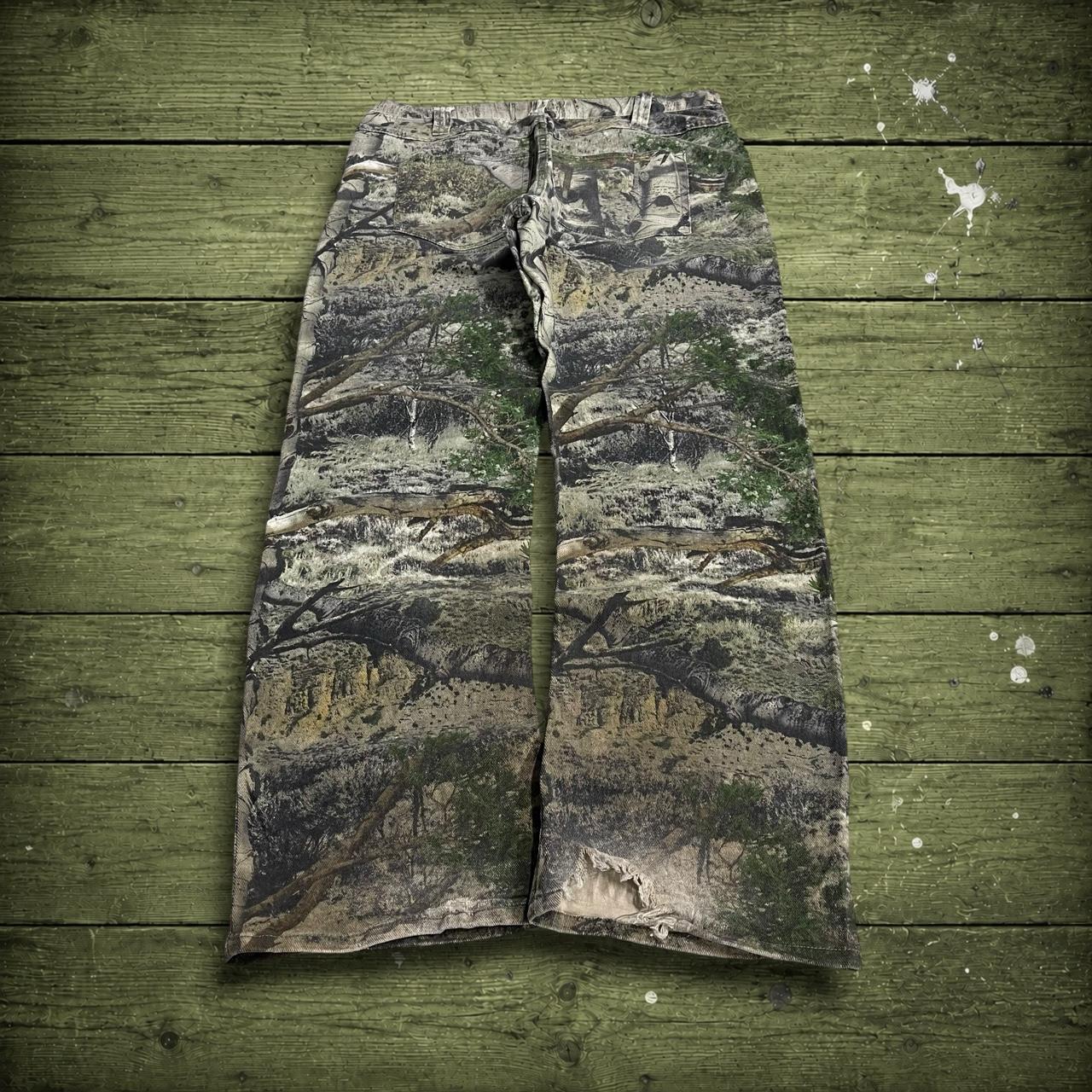 Mossy Oak camo jeans Y2K khaki Straight leg stretch Realtree forest camouflage pants
