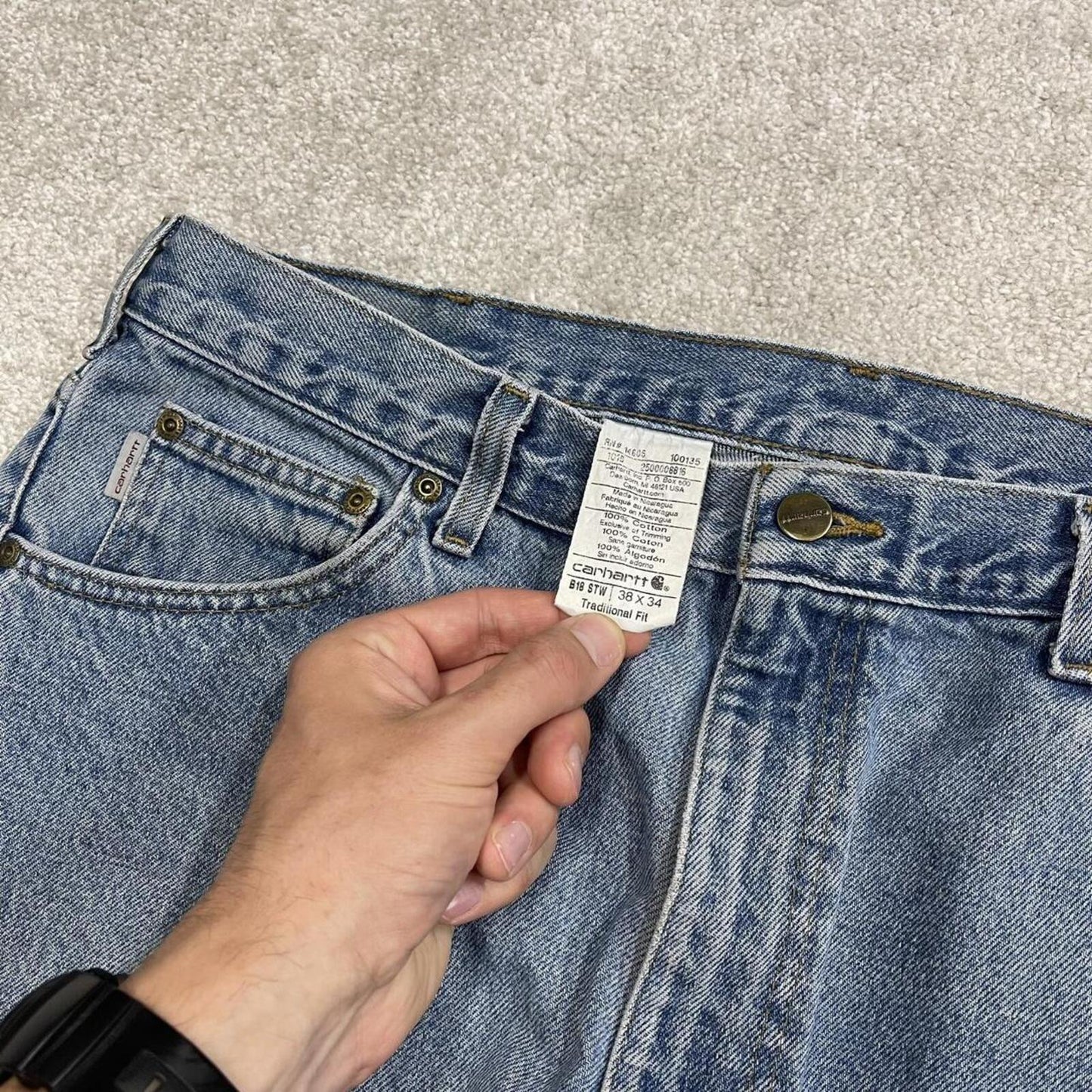 Carhartt jeans denim work pants blue Traditional fit 100% cotton skater style pants