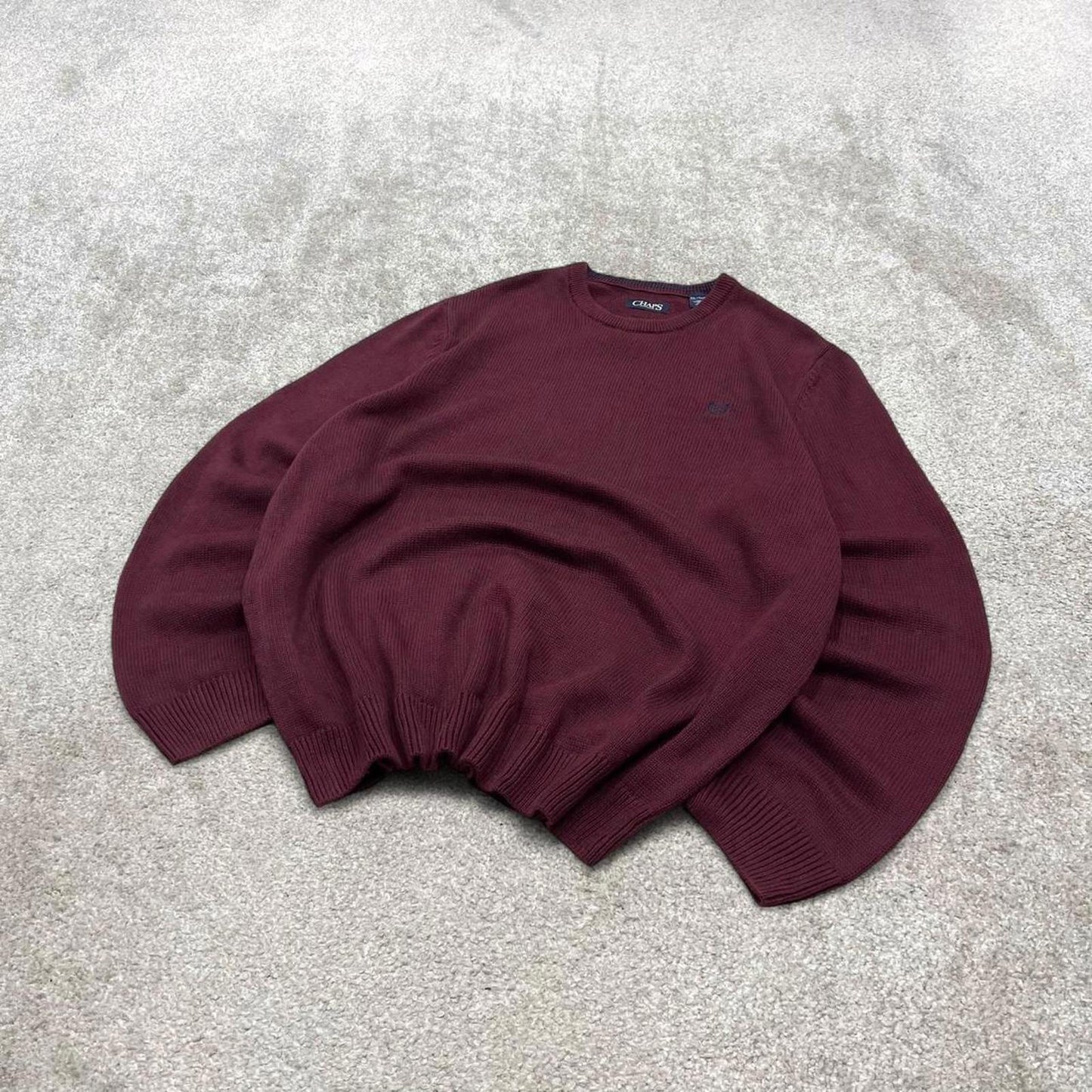 00s CHAPS knit sweater jumper XXL men's burgundy knitted pull over y2k 00s style