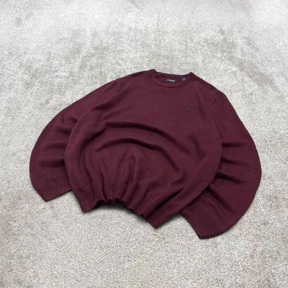 00s CHAPS knit sweater jumper XXL men's burgundy knitted pull over y2k 00s style