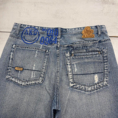 Baggy Akademiks jorts W38 loose denim Y2K print design shorts