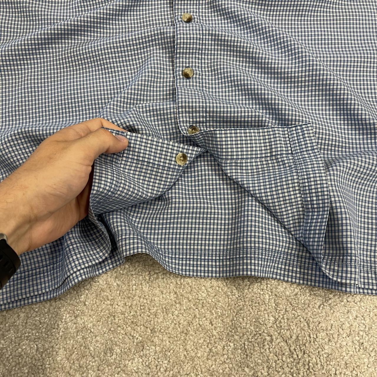 North Face boxy checkered short sleeve shirt y2k blue TNF technical surf style check button summer