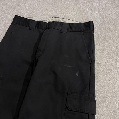 Y2K Dickies baggy cargo pants black W36L32 Wide leg relaxed straight chino style skate work trousers