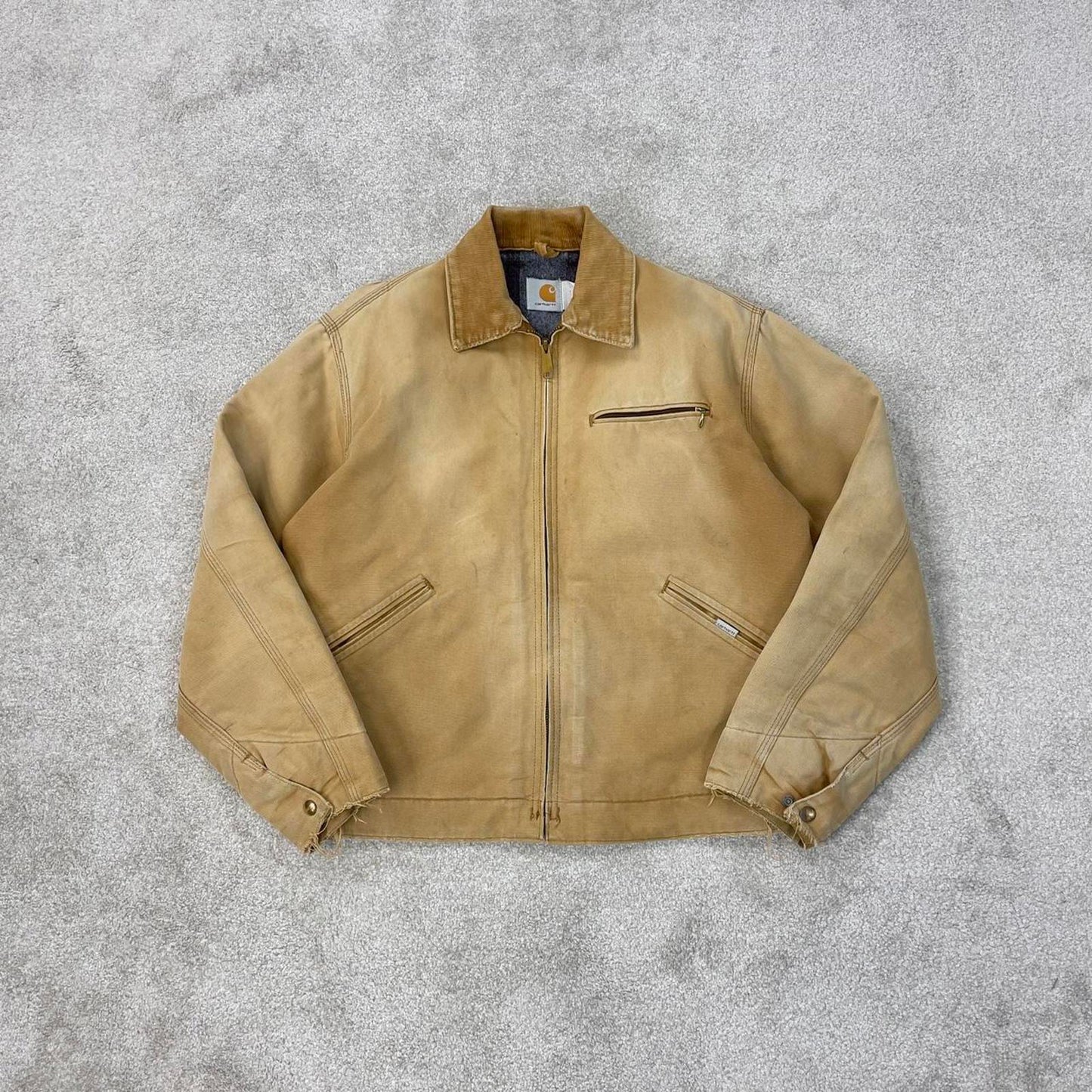 Vintage tan brown Carhartt Detroit jacket Large cropped traditional 1990 6BLJ
