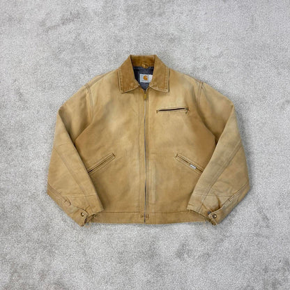 Vintage tan brown Carhartt Detroit jacket Large cropped traditional 1990 6BLJ