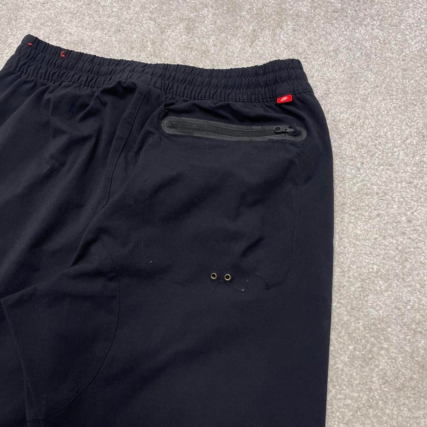 Black Nike tracksuit bottoms Medium y2k style sportswear track pants slim cuffed