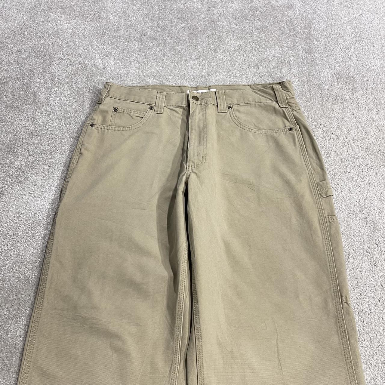 Y2K baggy carpenter jeans beige canvas W34L32 Amazon Essentials 100% cotton loose skater pants