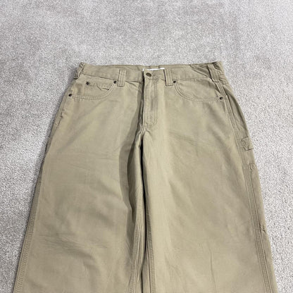 Y2K baggy carpenter jeans beige canvas W34L32 Amazon Essentials 100% cotton loose skater pants