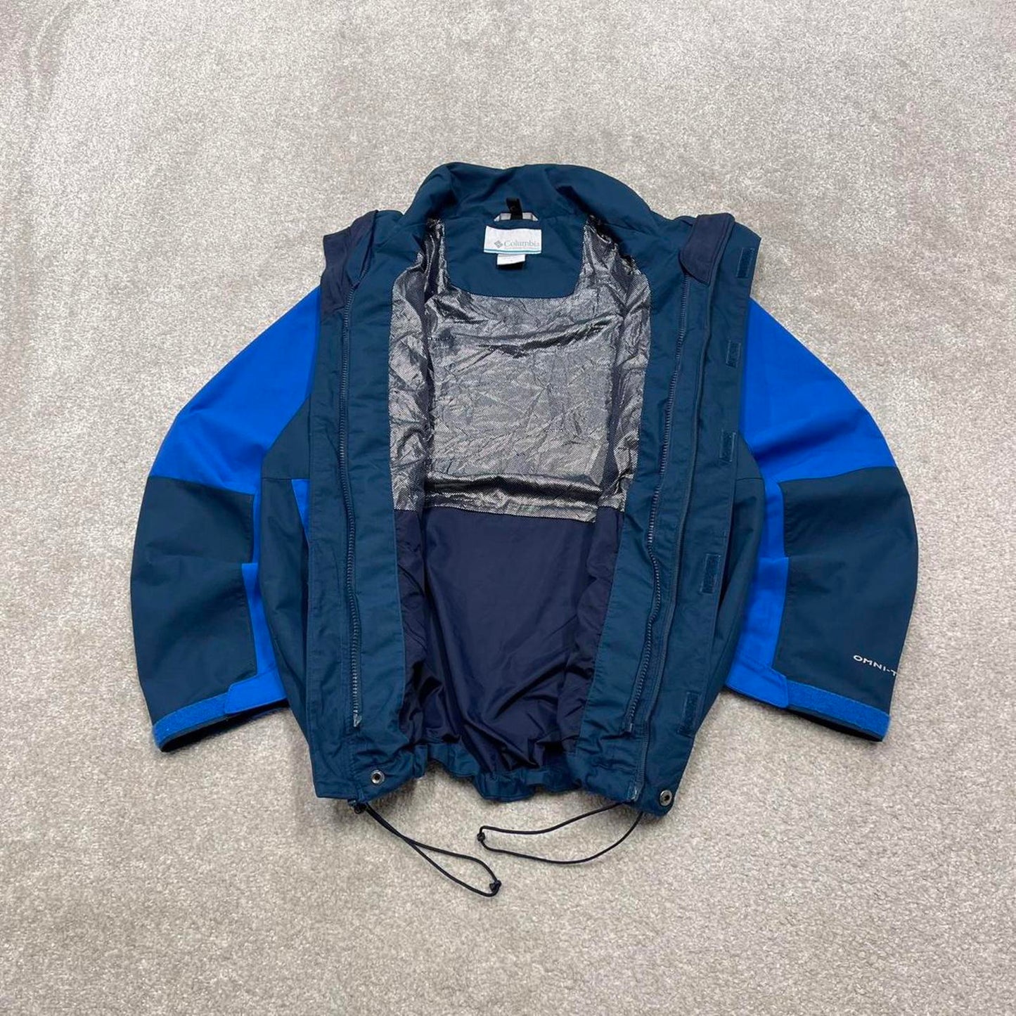 00s Columbia technical windbreaker jacket S men's navy blue y2k style hooded adjustable autumn